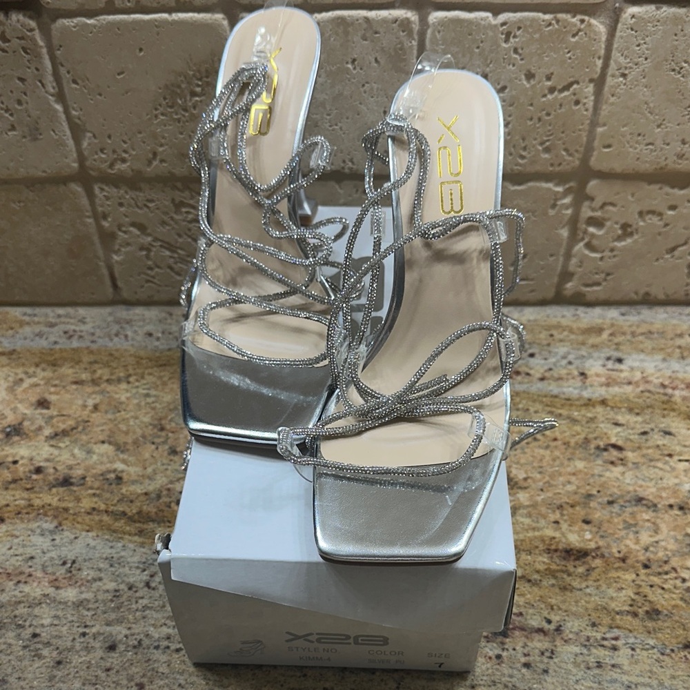 X2 Women's Glittering Silver Heels